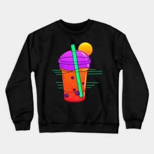 Synthwave Thai Milk Boba Tea Crewneck Sweatshirt